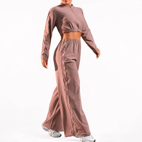 Conjunto Move – Cropped Manga Longa + Calça Wide Leg