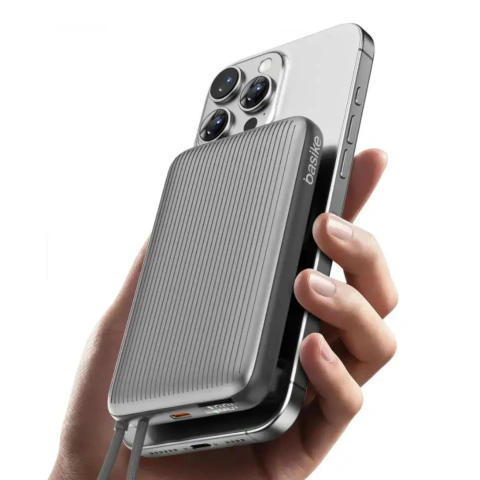 Power Bank Basike Ba POW 206 10.000mAh 15W Magsafe e com cabo Embutido