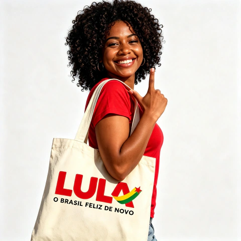 Ecobag Lula Presidente o Brasil Feliz de Novo (Branca)