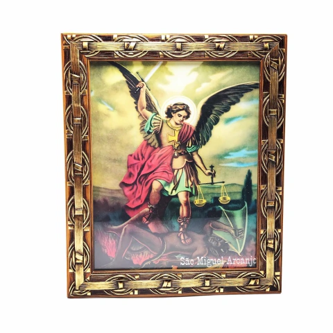 Quadro São Miguel Arcanjo Com Vidro E Moldura 30 x 25 cm