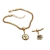 Pulseira com Berloque Folheado Ouro Medalha das Duas Cruzes