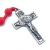 Colar Terço De Pescoço Medalha Das Duas Cruzes Vermelho Fosco - loja online