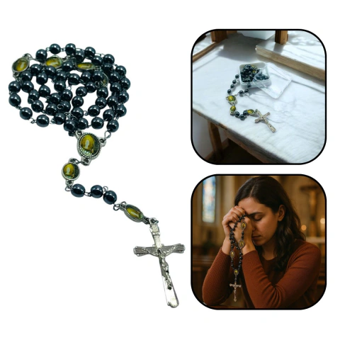 Terço De Hematita Nossa Senhora De Lourdes