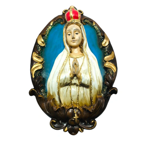 Imagem Busto Nossa Senhora De Fátima Parede Gesso 39 cm (Avaria na Pintura)
