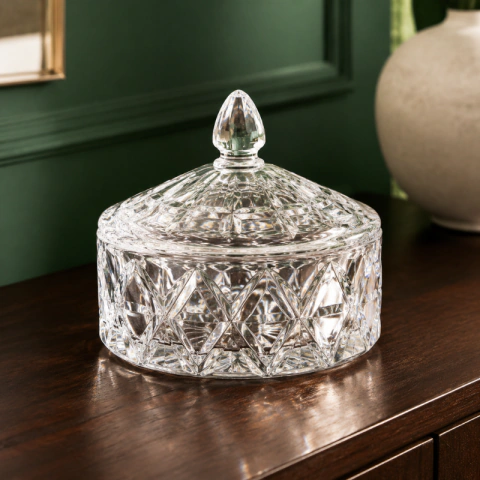 Potiche Decorativo de Cristal Louise 14cm x 14cm - Wolff