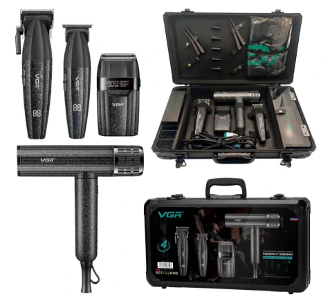 Combo VGR V-640S4 KIT BARBERÍA + SECADORA VGR PROFESIONAL MALETIN