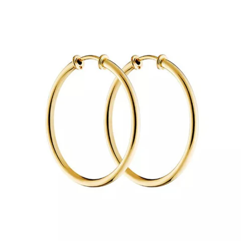 Brinco De Ouro 18k Argola Fio Redondo De 14mm