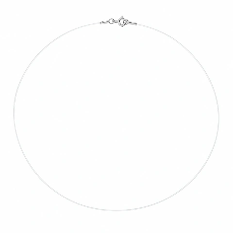 Gargantilha De Ouro Branco 18k Fio De Nylon Com 45cm