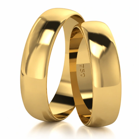 Par De Aliança Casamento De Ouro 18k Com 6,0mm Tradicional