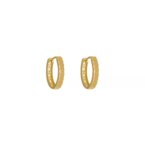 Brinco De Ouro 18k Argola Oval Viena