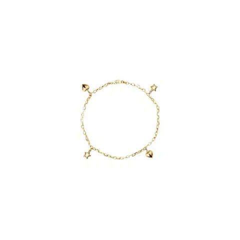 Pulseira De Ouro 18k Corações e Estrelas Com 19cm