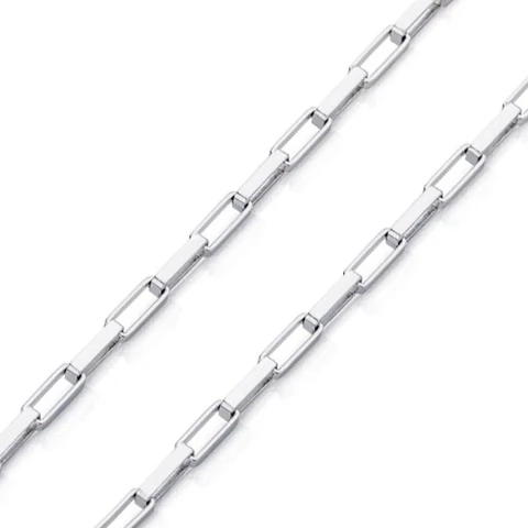 Corrente De Ouro Branco 18k Veneziana Longa De 1,1mm 60cm