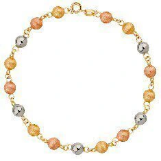 Pulseira De Ouro 18k Bolas Tricolor De 5mm Com 19cm