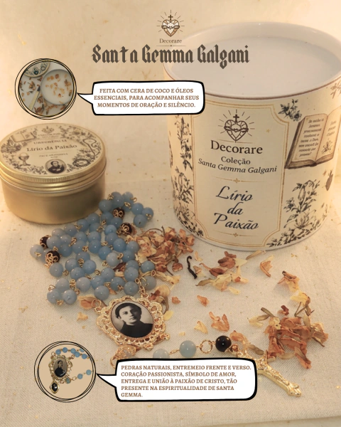 Terço Sta Gemma Galgani com vela aromática