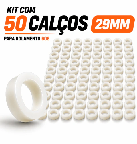 Kit 50 Calços 29MM Para Rolamento 608