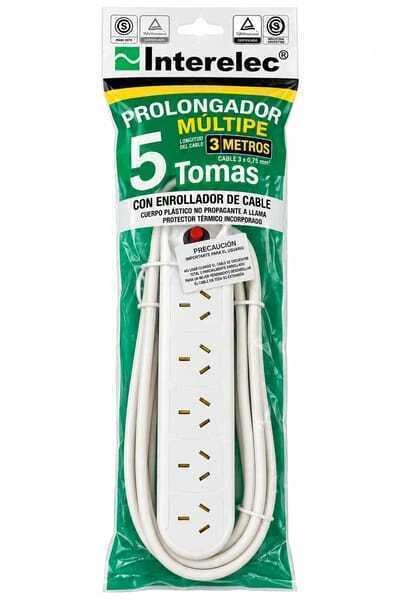 PROLONGADOR ZAPATILLA MULTIPLE 5 TOMAS X 3 MTS - TXC