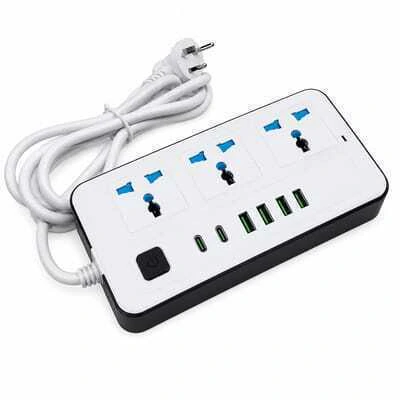 ZAPATILLA PROLONGADOR ALARGUE 3 TOMAS+3USB+USB-C