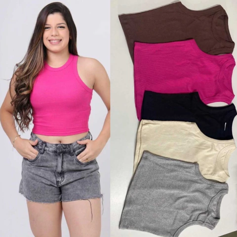 CROPPED CANELADINHO LISO KIT C/10 PÇS TAM:U ref:11/00 COD: 0011000