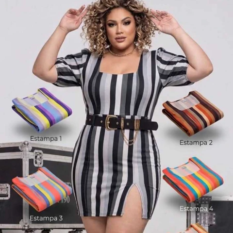 VESTIDO LISTRADO MALHA CREPINHO KIT C/12 PÇS TAM: U (veste 38/40) ref: 15/50 COD: 0018600