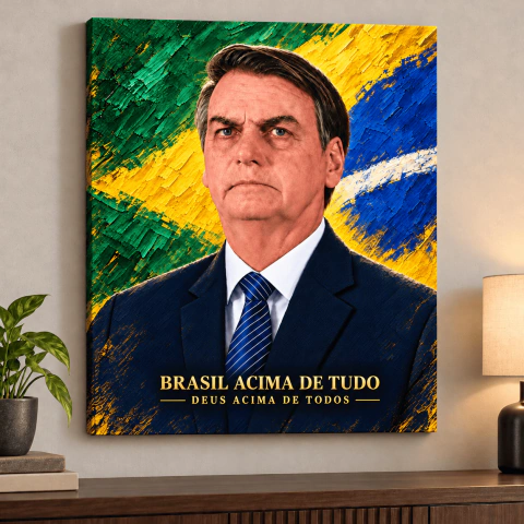 Quadro Decorativo Bolsonaro Brasil Acima de Tudo 50x70 cm