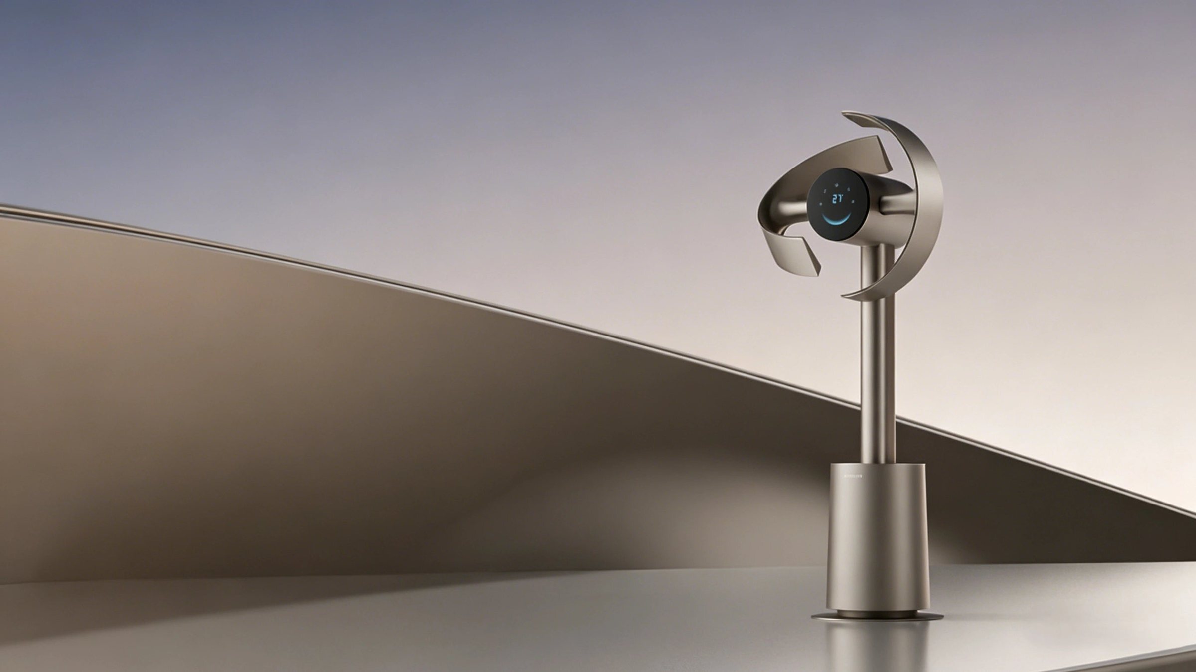 El Dreame MF10 Ventilador sin aspas en dorado titanio lleva un confort de aire inteligente que alcanza cada rincón.
