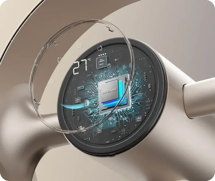 El chip TempSync™ integrado del Dreame MF10 Ventilador sin aspas detecta los cambios de temperatura en tiempo real y ajusta el flujo automáticamente.