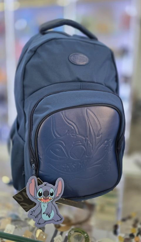 Mochila Escolar Stitch 13" Azul con Diseño en Relieve