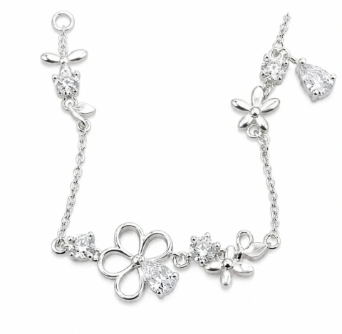 Pulseira Flor e Cristais