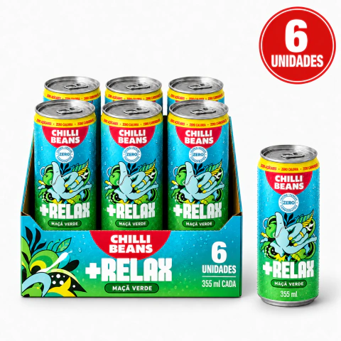 KIT 6 Bebida Chilli Beans Suplemento +Relax Maçã Verde Lata 355ml