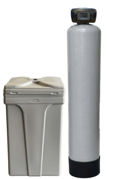 Ablandador de agua automático UF 100 Elektrim con tanque cilíndrico y depósito de sal rectangular color gris