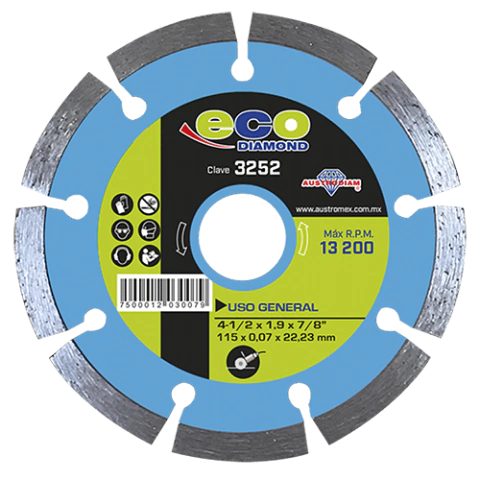 Disco segmentador para corte de materiales de construccion de 4-1/2'' Austromex
