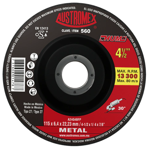 Disco para desbaste de metal de 4-1/2'' Austromex
