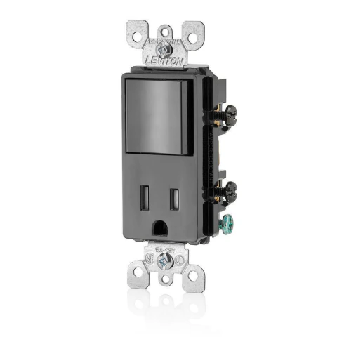 Apagador combinado leviton decora negro