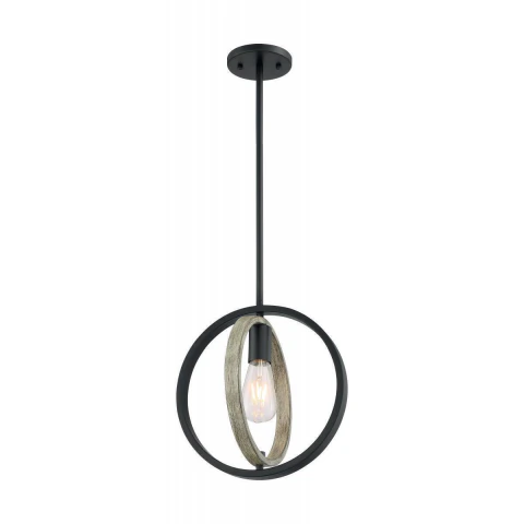 Lampara mini colgante augusta satco madera y negro