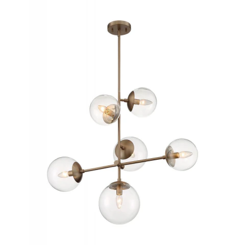 Lampara colgante sky light 6 luces laton bruñido satco