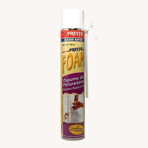 Espuma de poliuretano asilante termico y acustico presto 750 y 300 ml