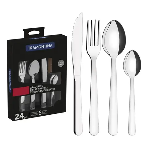 Juego de cubiertos Tramontina Malibú acero inoxidable de 24 piezas