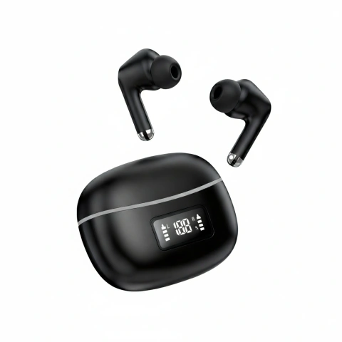 Fone Bluetooth Sem Fio com Tela LED Display Digital Preto