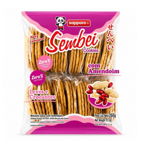 Cookies Sembei com Amendoim Zero Lactose 260gr - Sapporo