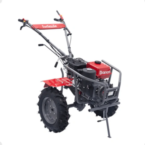 Tratorito Motocultivador a Gasolina 15cv Branco BTTG-15 e Enxada Rotativa 6 Marchas