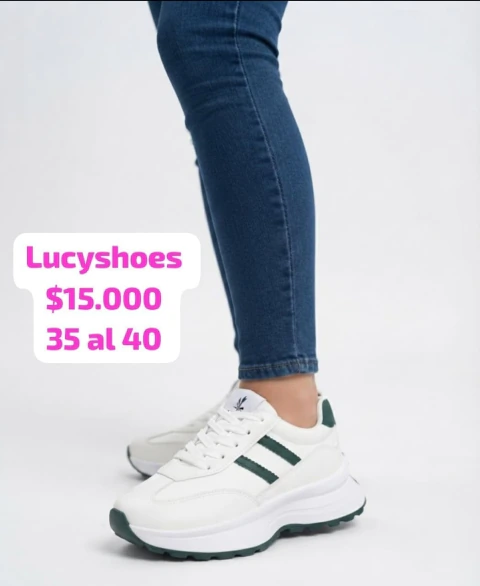 Zapatillas deportivas de mujer blanca con verde