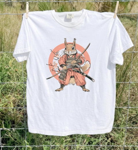 Remera Clásica Hombre Samurai Squirrel Vintage