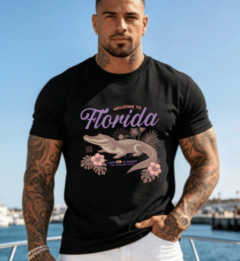 Remera Clásica Florida Alligator & Summer Retro