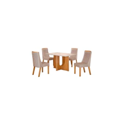 Jogo de Mesa Valdemóveis Dora 120x80cm com 4 Cadeiras