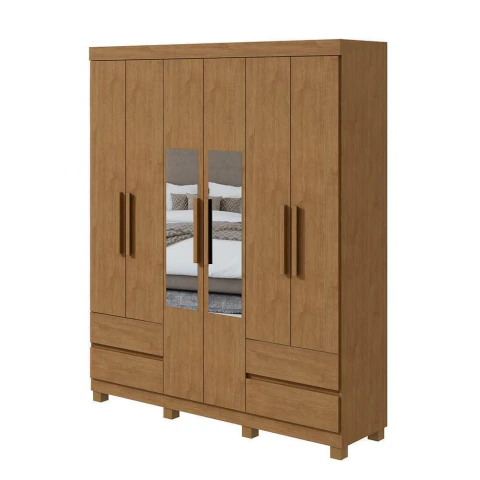 Guarda-Roupa Lopas Zeus Com Espelho 6 Portas 4 Gavetas