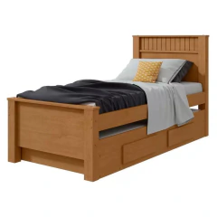 Cama Solteiro Lopas Athenas Plus com Auxiliar 2 Gavetas