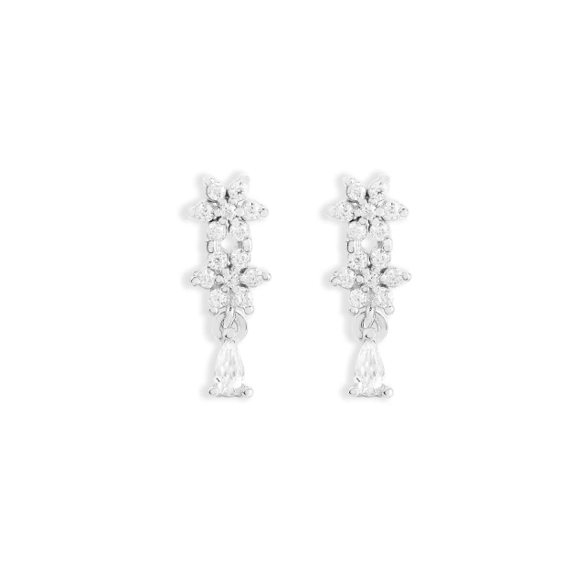 Brinco Flores com Gota 2mm Meraude