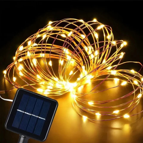 Luces Solares Guirnalda 10 m – 100 LED Amarillo Cálido