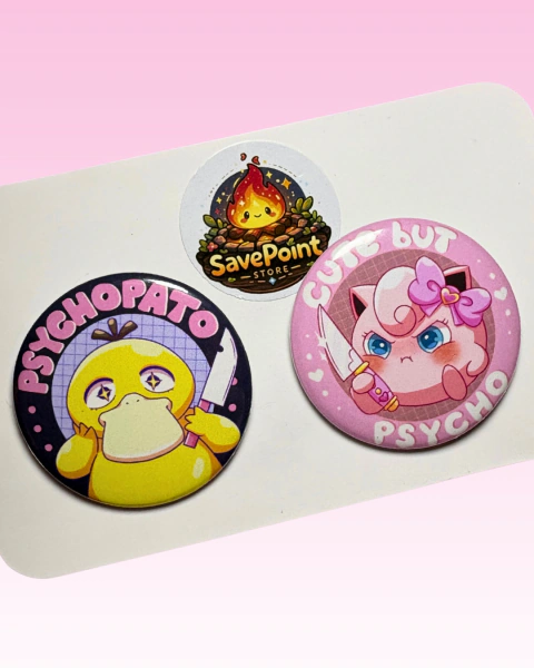 Duo de bottons Psyduck e Jigglypuff
