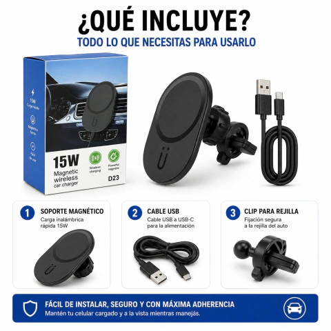 Soporte Magnético para Auto MagSafe 15W – Rejilla